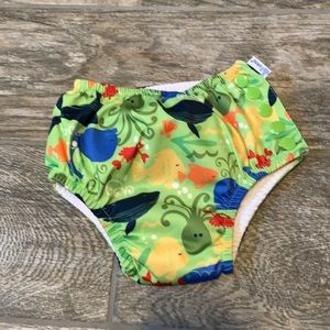 Swim Diaper, 3T Toddler Boys, green sea animal print